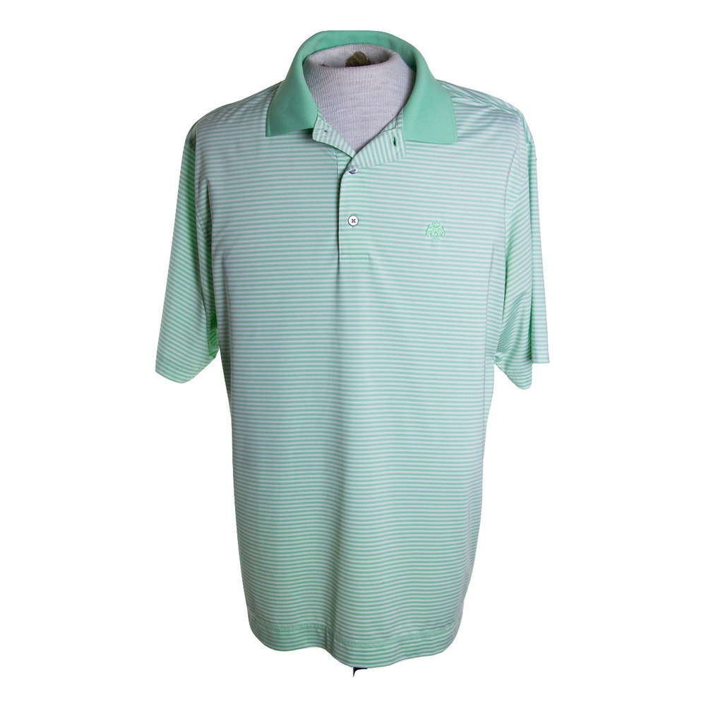 Footjoy ProDry Mens sz L Green White Stripe‎ Golf Polo SS Shirt Club Logo